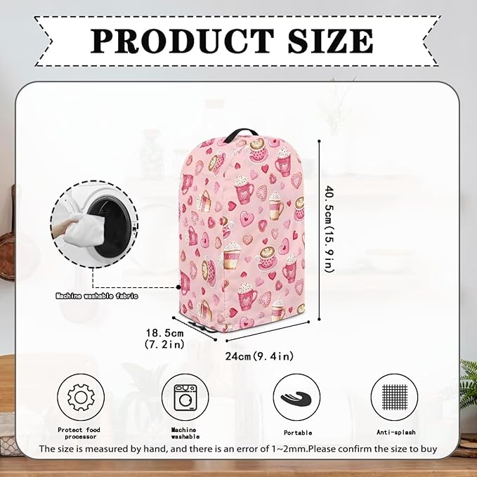 Valentine's Day Blender Dust Cover Kitchen Appliance Pink Food Processor Protective Cover Juice Maker with Top Handle