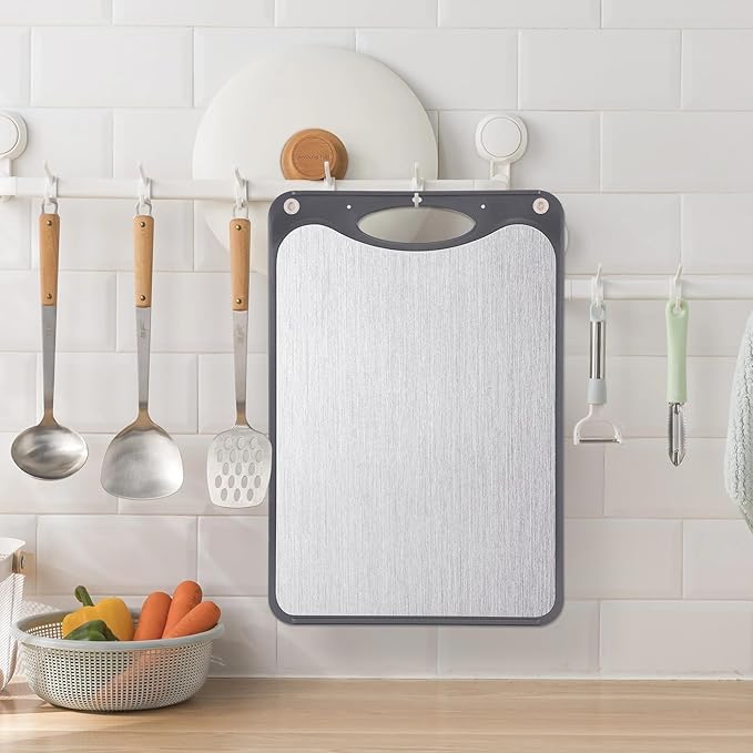 Titanium Cutting Boards, Double Sided Cutting Board For Kitchen,Food Grade Titanium And Wheat Straw PP, Large Size 15”×10”And Easy To Clean, Dark Gray