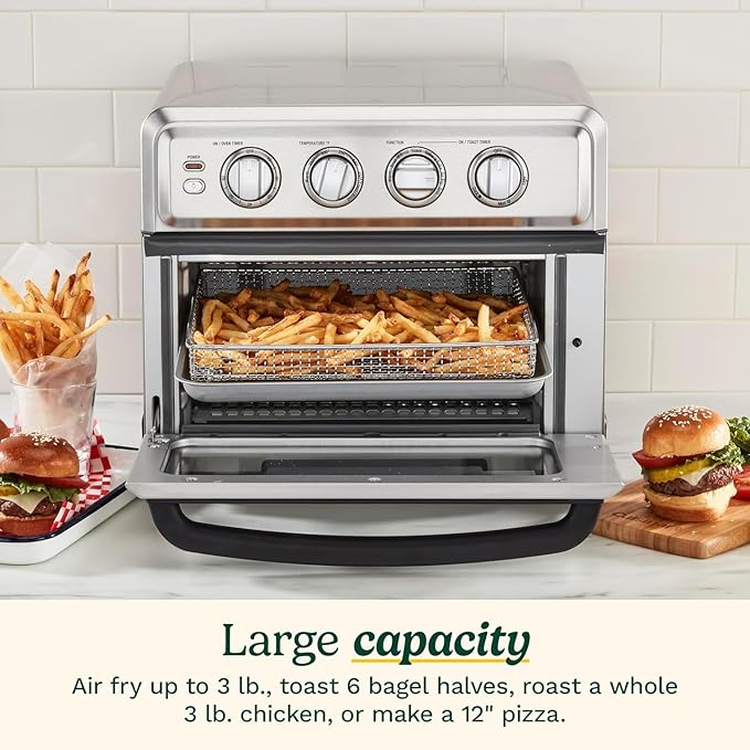 Cuisinart Air Fryer Toaster Oven with Grill, 1800W 8-1 Air Fryer Oven with Bake, Convection Bake, Grill, Broil and Warm Options, Large Capacity, 60-Minute Timer, TOA-70NAS, Stainless Steel