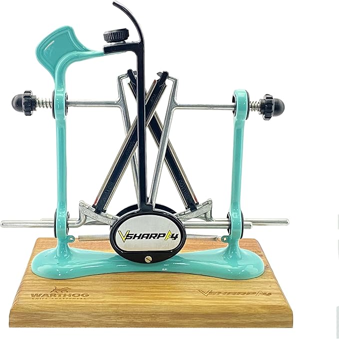 Warthog V-Sharp Elite Knife Sharpeners with Deluxe Wooden Base, Diamond Rods, Adjustable Angles, Metal Frame Construction