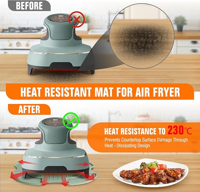 Silicone Heat Resistant Mat for Ninja Crispi Accessories, for Ninja Air Fryer Accessories Silicone Hot Pads for Kitchen Air Fryer Heat Resistant Trivet for Countertop(Green)
