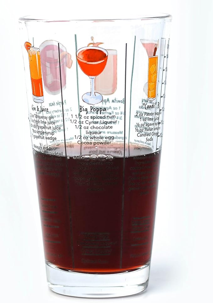 14 oz Recipe Glass Cocktail Shaker With Strainer Top - Includes 6 Cocktail Drink Recipes (Hip Hop Theme)