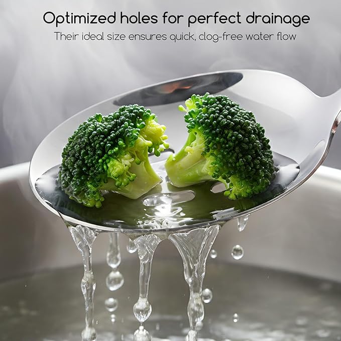 SOLEADER Extra Large Slotted Spoons for Cooking,12 Inch Stainless Steel Slotted Spoon, Slotted Cooking Spoon,Serving Spoon,Buffet Serving Utensils,Spoons Silverware,Pack of 6