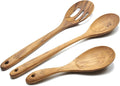 FAAY 3-In-1 Wooden Spoons Handcrafted Golden Teak Kitchen Utensils Including 13.5 Inch Cooking Spoon, Slotted Spoon and 9 Inch Versatile Spoon, 100% Natural & Eco Friendly with Ergonomic Handle