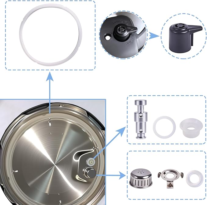 13 Pcs Sealing Ring 5, 6 Qt,For Duo Plus 6 Quart Electric Pressure Cooker Valve Replacement Parts With Include Silicone Gasket Steam Release Valve Float Valve Anti-Block Shield Condensation Collector