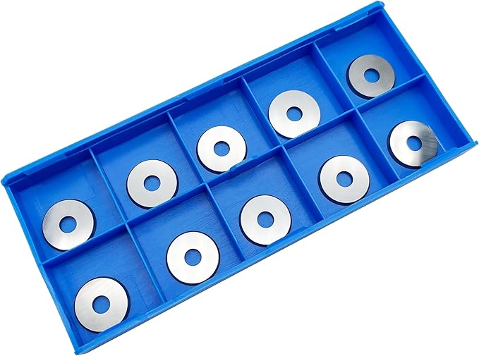 LU&MN Carbide Paint Scraper Blades,Round Blades,ΦDia-17mm, Thick-1.5mm, Hole dia-5.5mm, Bevel-25°，Ultra Sharp & Wear Resistant for Removing Paint, Glue, Grout, Pack of 10PCS