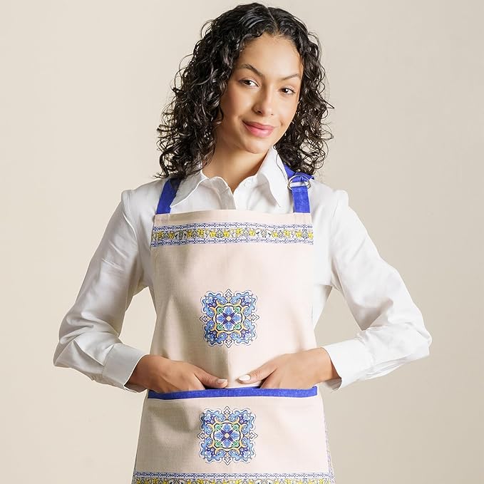 Maison d' Hermine 100% Cotton Apron for women with Pocket Kitchen Chef Apron for Men Cooking Gardening Server Waitress