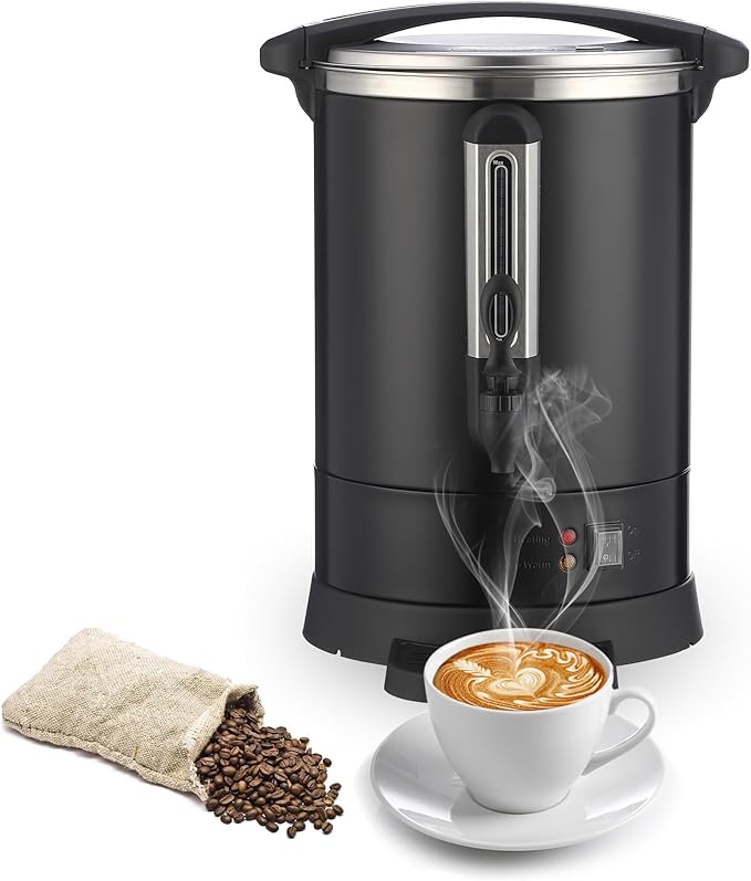 Commercial Coffee Urn,80 Cup 3.2 Gal/12L Stainless Steel Coffee Maker - Large Capacity Hot Water Dispenser for Buffet, Catering, Wedding, Church, Event, Double Wall Insulated