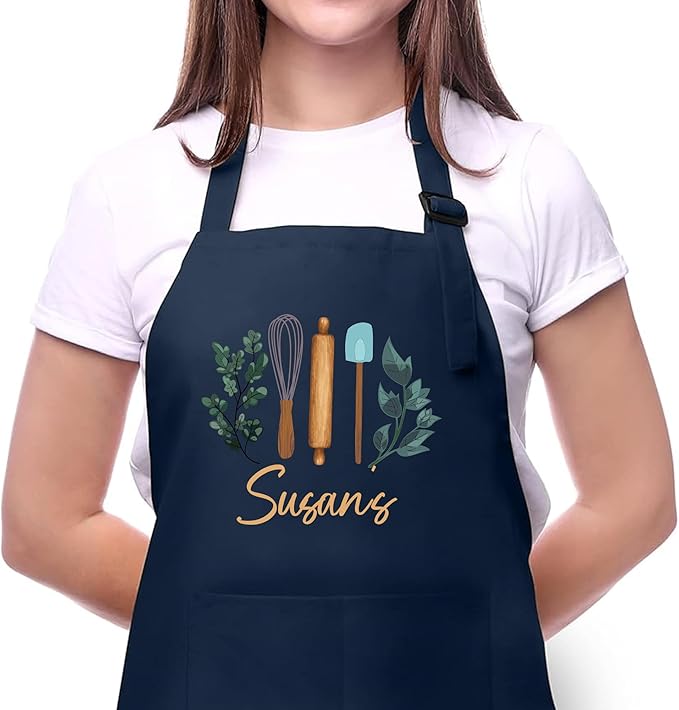 Personalized Apron for Mom, Mother's Day Gift for Mom with Custom Name, Kitchen Gifts for Mother, Women, Wife, Custom Adjustable Baking Kitchen Cooking Apron - Personalized Mom Gifts from Husband