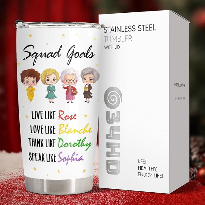 34HD Valentine Friend Gifts, Golden Movie Tumblers with Lid 20 oz Stainless Steel, Best Friend Travel Cup Mug, Friend Decor, Birthday Gifts for Bestie Women Girls