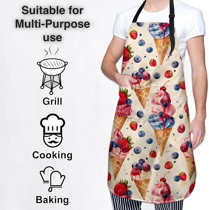 Cute Dolphin Apron for Women Men, Oxford Fabric Kitchen Cooking Chef Aprons