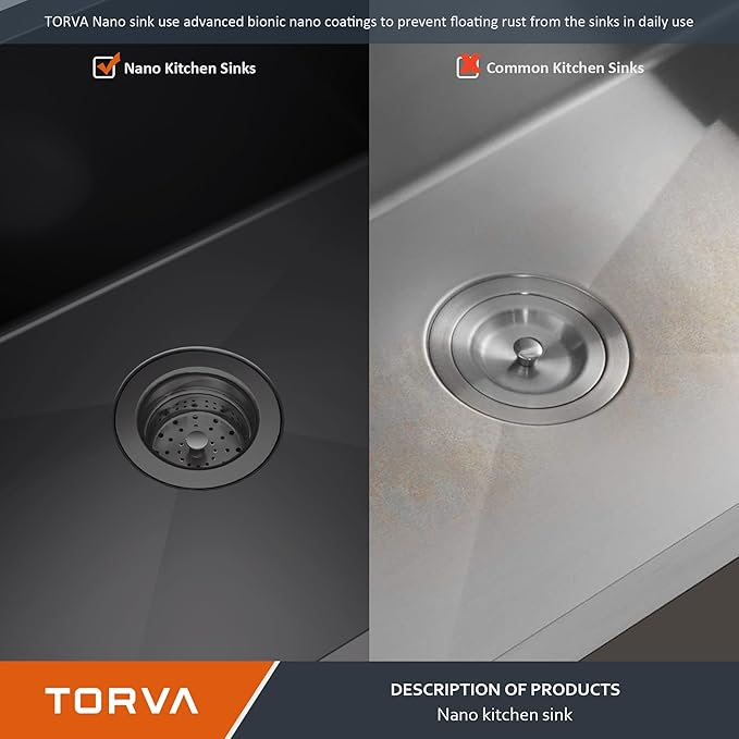 TORVA 14 x 14 Inch Gloss Black Undermount Kitchen Sink, PVD Coated Gunmetal Bar Sink，16 Gauge T-304 Stainless Steel Single Bowl Wet Bar or Prep Sinks with Zero-Radius Corners, Dark Grey