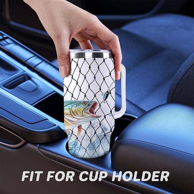 Fishing Gifts For Men 40oz Travel Tumbler for Fishings Lover Fathers Day Fishing Gift For Dad Grandpa Husband as Christmas Birthday Presents Fishings Lover Cup With Handle