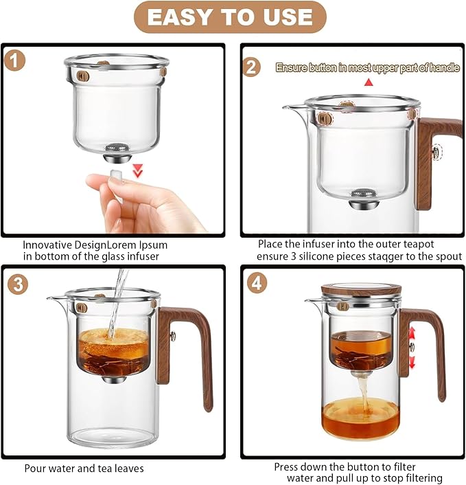 Enchanti Tea Pot- 800ml/27.1oz Enchantipot Magic Tea Pot With Strainer, Witchcraft Magical Enchanted Glass Teapot, Magnetic Filtration Pot with Handle, Loose Tea Witchcraft Teapot (27.1oz)