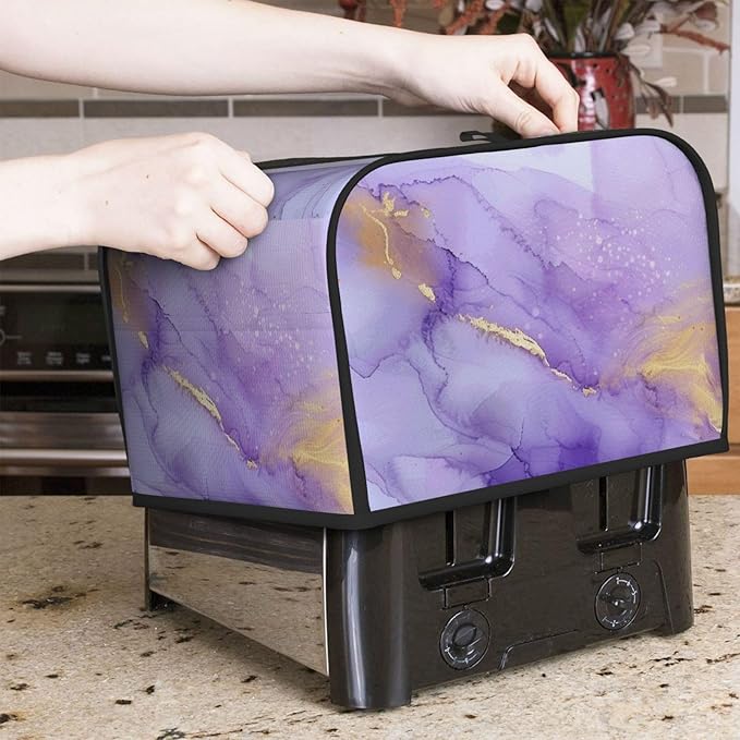 Toaster Cover 4 Slice Pastel Purple Marble Kitchen Small Appliance Covers with Pockets Dust and Fingerprint Protection