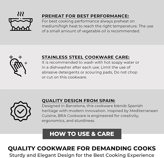BRA COOKWARE Signature Stainless Steel Sauce Pot w/Glass Lid | 6.3 Inch 1.2 Quart Professional Grade Saucepan | PFOA Free Warming Pot | All Cooktops | All Cooktops (incl. Induction) & Oven Safe