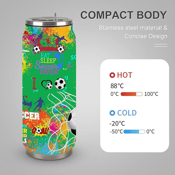 Soccer Tumbler 17oz Stainless Steel Insulated, Travel Coffee Cup, Sport Tumblers Gifts for Soccer Lovers, Men Women, Coach, Birthday, Christmas
