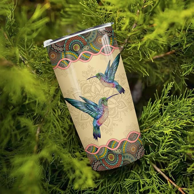 winorax Hummingbird Tumbler 20oz Stainless Steel Insulated Coffee Travel Mug Cup Tumblers with Lid Gift For Women Lady Girl Birthday Christmas Presents