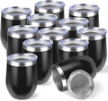 StarSpeed 12oz/12 Pack Wine Tumbler with lid, Stainless Steel Travel Mugs Stemless Double Wall Insulated Coffee Cup, Insulated Wine Glasses Travel Tumbler for Cold & Hot Drinks(Black, 12)