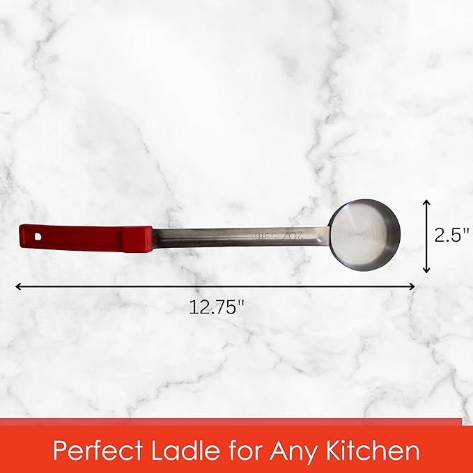 2 Ounce Solid Stainless Steel Portion Control Ladle Spoon for Measuring and Serving; Commercial Grade Serving Scoops [Pack of 2]