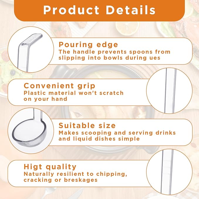 20 Pcs 1 oz Plastic Small Ladles with 7 Inches Long Handle, Mini Ladle for Serving Salsa Sauce Dressing Punch Bowl Sauces and Toppings (Clear)