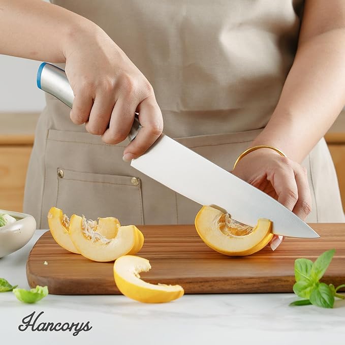 Colorful Knife Set, 11 Pieces Kitchen Knives Set in High Carbon Stainless Steel, Chef Knife Sets with 5 Blade Guards, Dishwasher Safe, Holiday Gifts for Kitchen
