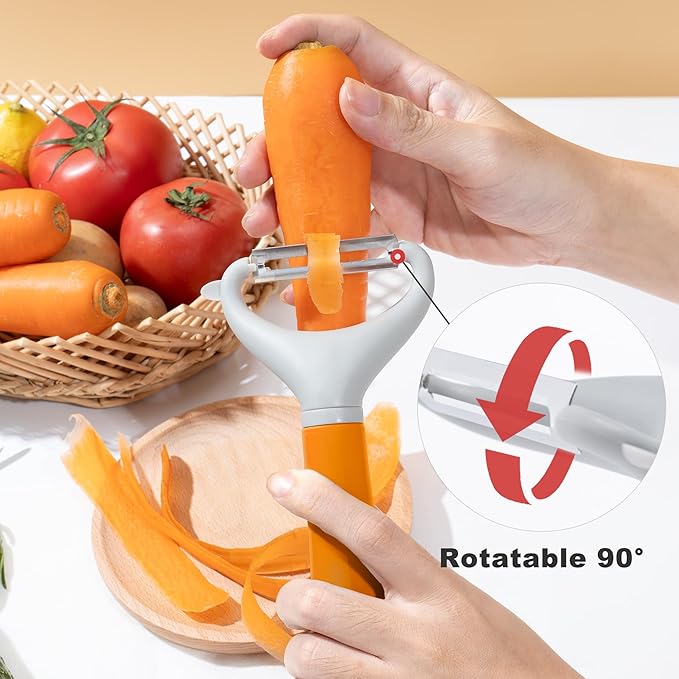 Li&Zhao Potato Peelers - Y-Shaped Potato Peelers with Non-Slip Silicone Handle, Vegetable Peelers for Kitchen, Doesn’t Ruin Manicure Silky Effortless Peel Potatoes, Carrots, Apples, Veggies and More