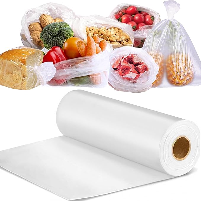 Food Storage Bags, 12” x 16” Clear Plastic Bags, Fresh-Keeping Produce Bags Roll for Food, Fruit, Vegetable, Refrigerator Storage, Kitchen, Supermarket, 1 Roll 350 Storage Bags