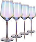 CUKBLESS Red Wine Glasses Set of 4, 20 oz Iridescent Hand Blown Wine Glasses, Long Stem Glasses for Red or White Wine, for Birthday, Wedding