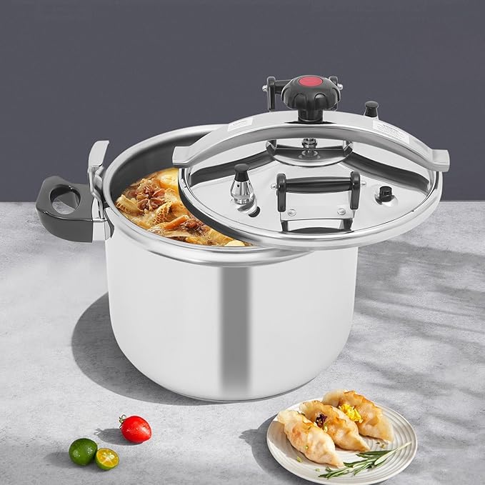 Pressure Cooker, 60Kpa Gas Stove Top Pressure Canner, High-Pressure Pressure Stewing Canner, Cooker Pot for All Stoves (Silver) (40L)