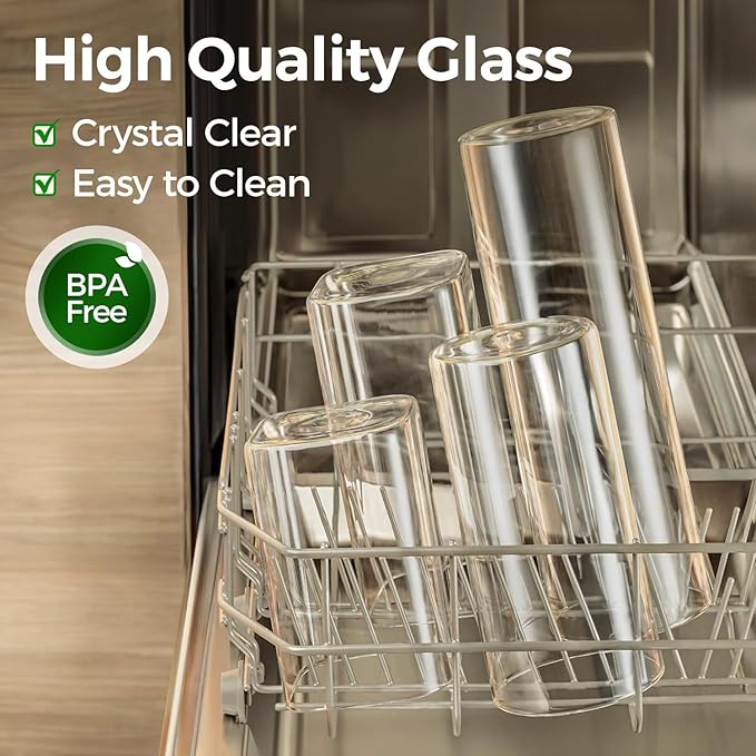 ComSaf 0.5 Qt Glass Food Storage Jars Set of 9, Clear Glass Storage Containers with Lids, Pantry Organization Jar, Spice, Salt, Blooming Tea, Coffee, Oat and Sugar Container, Small jar Set for Kitchen