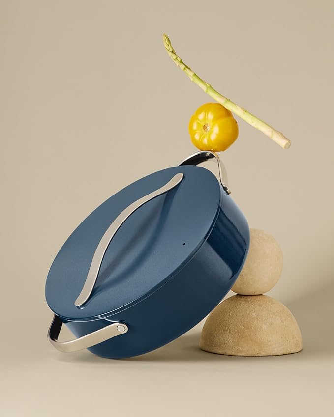 Caraway Rondeau - 6 Qt Non-Stick Pan with Lid - Free From Forever Chemicals - Perfect for Searing, Braising, & Roasting - Navy