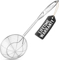 Zulay Kitchen Premium Stainless Steel Skimmer Strainer Ladle - 15” Large Straining Spoon for Frying, Boiling & Blanching - Durable, Rust-Resistant & Heat-Proof Kitchen Tool for Everyday Use