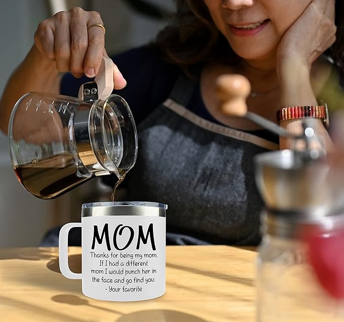 Gifts for Mom from Daughter, Son - Christmas Gifts for Mom, Wife, Women - Moms Birthday Gift Ideas, Cool Birthday gifts for Moms, Mothers - Best mom Mug, 14 OZ Stainless Steel moms Coffee Mug