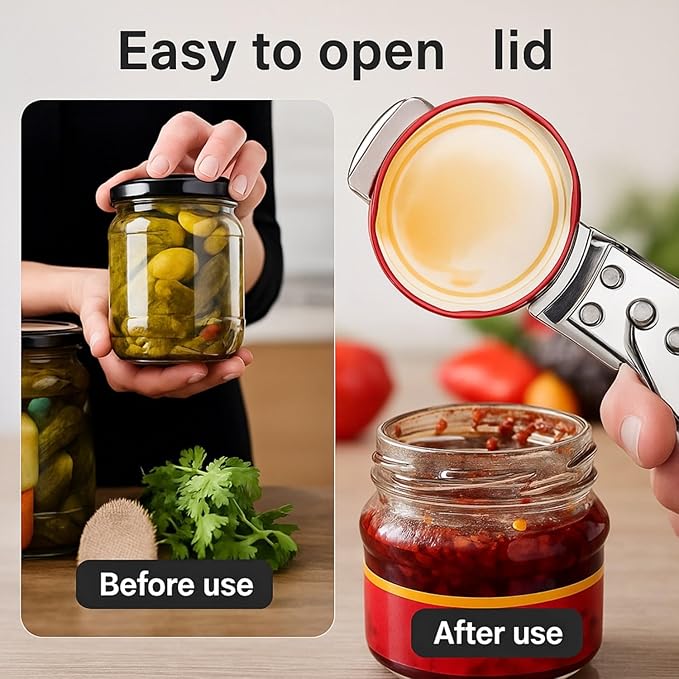 2026 New Adjustable Stainless Steel Jar Opener - Multifunctional Lid Gripper & Bottle Opener for Weak Hands, Seniors & Arthritis - Ergonomic Kitchen Tool for Stubborn Jars, Cans, Bottles (2pcs)