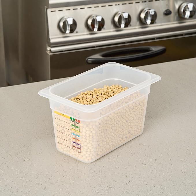 Restaurantware Food Pans Pack of 10 Plastic Rectangle Food Containers 1/4 Size with Traceability Label, Storage Containers Dishwashable Hot Cold Friendly for Restaurants Buffet Commercial Use