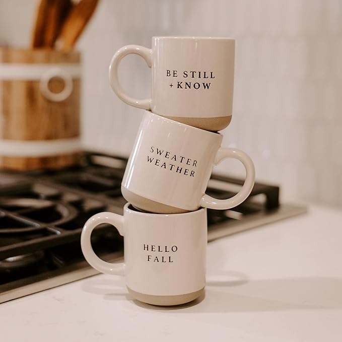 Sweet Water Decor Strong and Courageous Stoneware Coffee Mug | Mom Mug | Novelty Coffee Mugs | Microwave & Dishwasher Safe | 14oz Coffee Cup | Inspirational Gifts