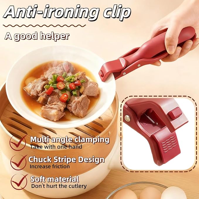 2-Pack Heat-Resistant Silicone Hot Plate Gripper Tongs – Anti-Scald Bowl Clip & Plate Gripper – Non-Slip Kitchen Tongs for Hot Plates, Bowls, Pots & Microwave Dishes