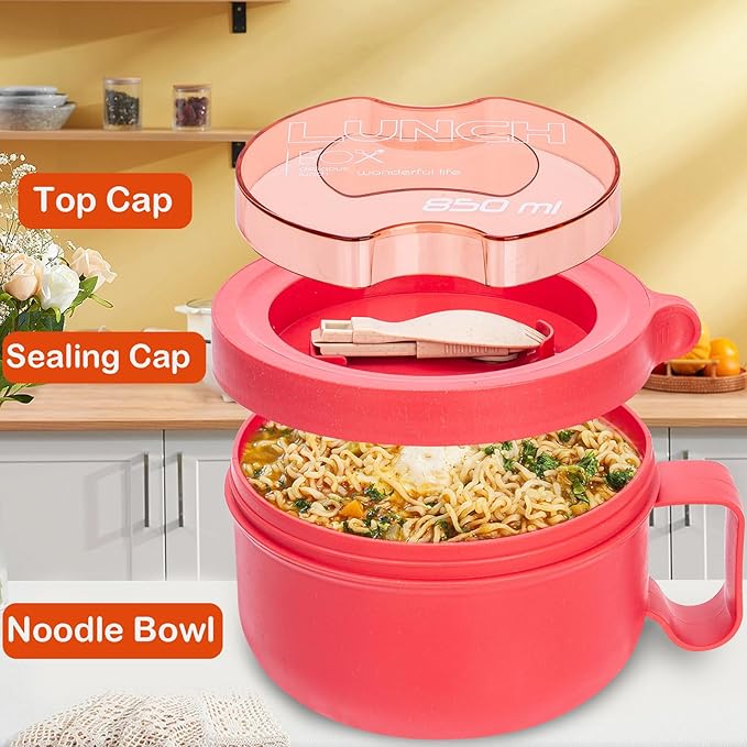 Microwave Ramen Bowl with Lid and Handle for Dorm Essentials,Microwave Soup Mugs Set of 2 for Soup and Instant Noodles,Oatmeal, Gumbo, Salad, BPA Free(Black Red)
