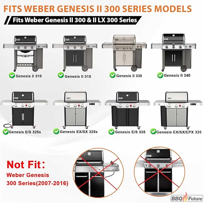 6788 Full Size Griddle for Weber GS4 Genesis II 300 Series Gas Grills, Flat Top Grill Griddle Insert with Handles for Weber Genesis II E310 E330 S315 EX315 SX335 EX335 Series Gas Grill, Carbon Steel