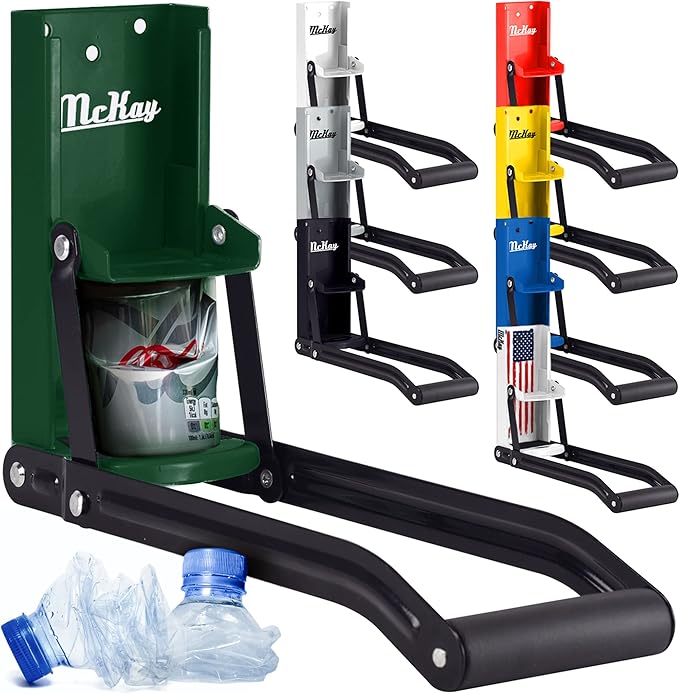 McKay 16 Oz. and 12 Oz. Metal Can Crusher, Heavy-Duty Wall-Mounted Smasher for Aluminum Seltzer, Soda, Beer Cans and Bottles for Recycling - Hunter Green