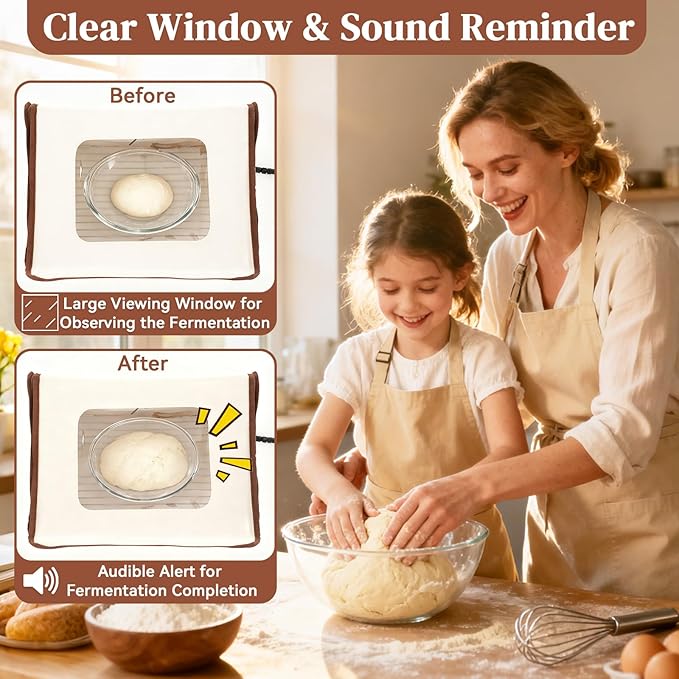 Folding Bread Proofing Box with Temp Control (50-113℉) & 48H Timer, Sourdough Proofer Box with Stainless Steel Rack, Preset Modes Dough Proofer Box for Sourdough, Making Bread, Yogurt, Pizza, Kombucha