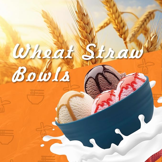 Lazycorner 12 Pcs Wheat Straw Cereal Bowls 26 Oz Wheat Straw Bowls Set Reusable Plastic Bowls for Soup Microwave & Dishwasher Safe Soup and Salad Bowls