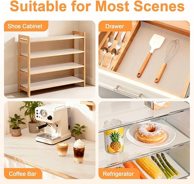 FEXIA Shelf Liner 12 Inch x 20 FT Clear Non Slip Waterproof Cabinet and Drawer Liner for Kitchen Cabinet Refrigerator Pantry Closet Durable Non Adhesive