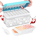 Ice Cube Tray with Lid and Bin, PHINOX 64 pcs Ice Trays for Freezer, Ice Cube Trays for Freezer with 2 trays, Container, Lid & Ice Scoop, BPA Free