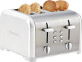 Kenmore toaster 4 slice - extra wide slot countertop kitchen appliance, defrost function, tostador de pan, 9 shade settings, compact design, easy clean crumb tray, bread bagel, stainless steel & White
