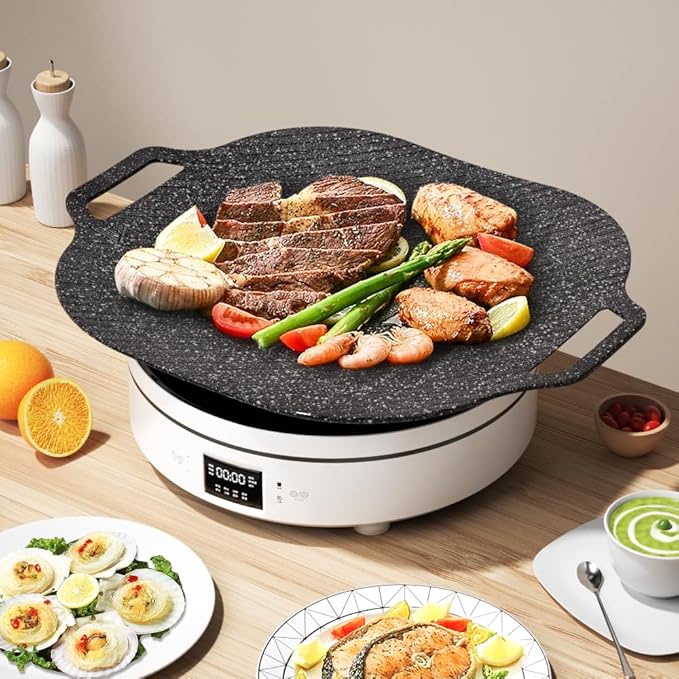 11.8-Inch Square BBQ Aluminum Grill Pan, Nonstick Coating, Double Handle, Indoor Outdoor Cooking