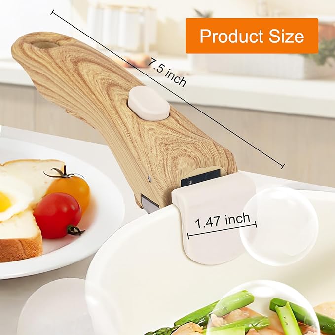 2-Pack Removable Pot Handle, Wood-Grain Detachable Replacement Handles for Pots and Pans, Universal Pot Handle Replacement Suitable for All Cookware - Durable & Heat-Resistant