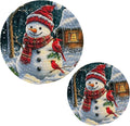 Snowman Red Bird Winter House Kitchen Trivets Pot Holders Set of 2, Trivets for Hot Pots Dishes Woven Trivet Coaster Pad Mat for Counter