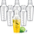 Plastic Boston Cocktail Shaker Set, 6 Pack 24oz Shatterproof Bartender Kit with Built-in Strainer Lids, Travel Bar Tools for Beginners, Mixing Martinis, Margaritas (700ML-A, 6 pack)